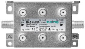 Axing Aerial Distributor 6-way - Bab 6-01p Abzweiger, 6-fach, 12,5 - 17,5 Db, 5 - 1218 Mhz, F-buchse, Premium-line