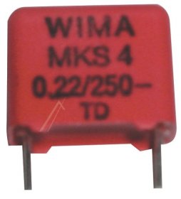 Wima Mks4 Pulse Capacitor - 0 22uf-250v Mks4f032203f00kssd Mks4 Capacitor Rm=15mm Rohs-compliant