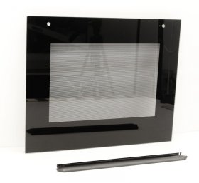 Front Plate - 20006507 Glass Front Panel For 60cm Appliances Colour: Black With Glued Plastic Holders [Bosch Siemens]