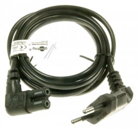 Compatible Euro Power Supply Cable - Power Cable 0 75m Angled Black Euro
