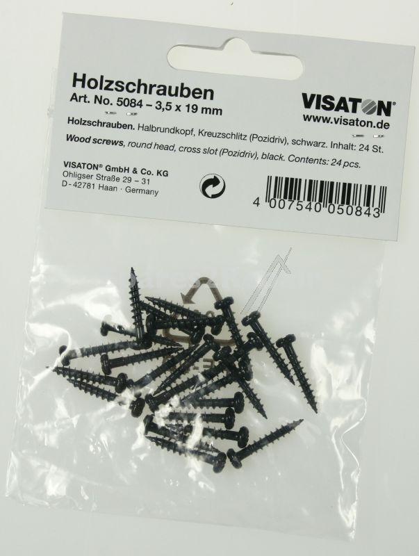 Visaton Screw - 3,5x19mm Pozidriv-screws, Round Head, Black, 24 Pcs.