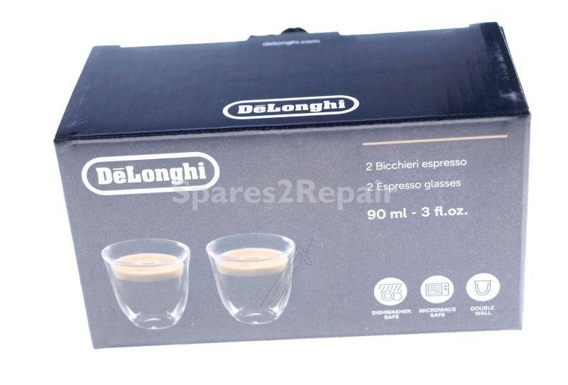 Cups - Dlsc310 5513284151 Double Wall Espresso Glasses 90ml Set Of 2 [Delonghi]