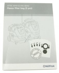 Nilfisk Vacuum Cleaner Bags - 107419593 Fleece Filter Bag 5 Pcs Attix 33-44