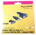 Delock Cable/plugs/adapter - Adapter Usb 2.0 > 1 X Serial Db9 + Adapter Db25