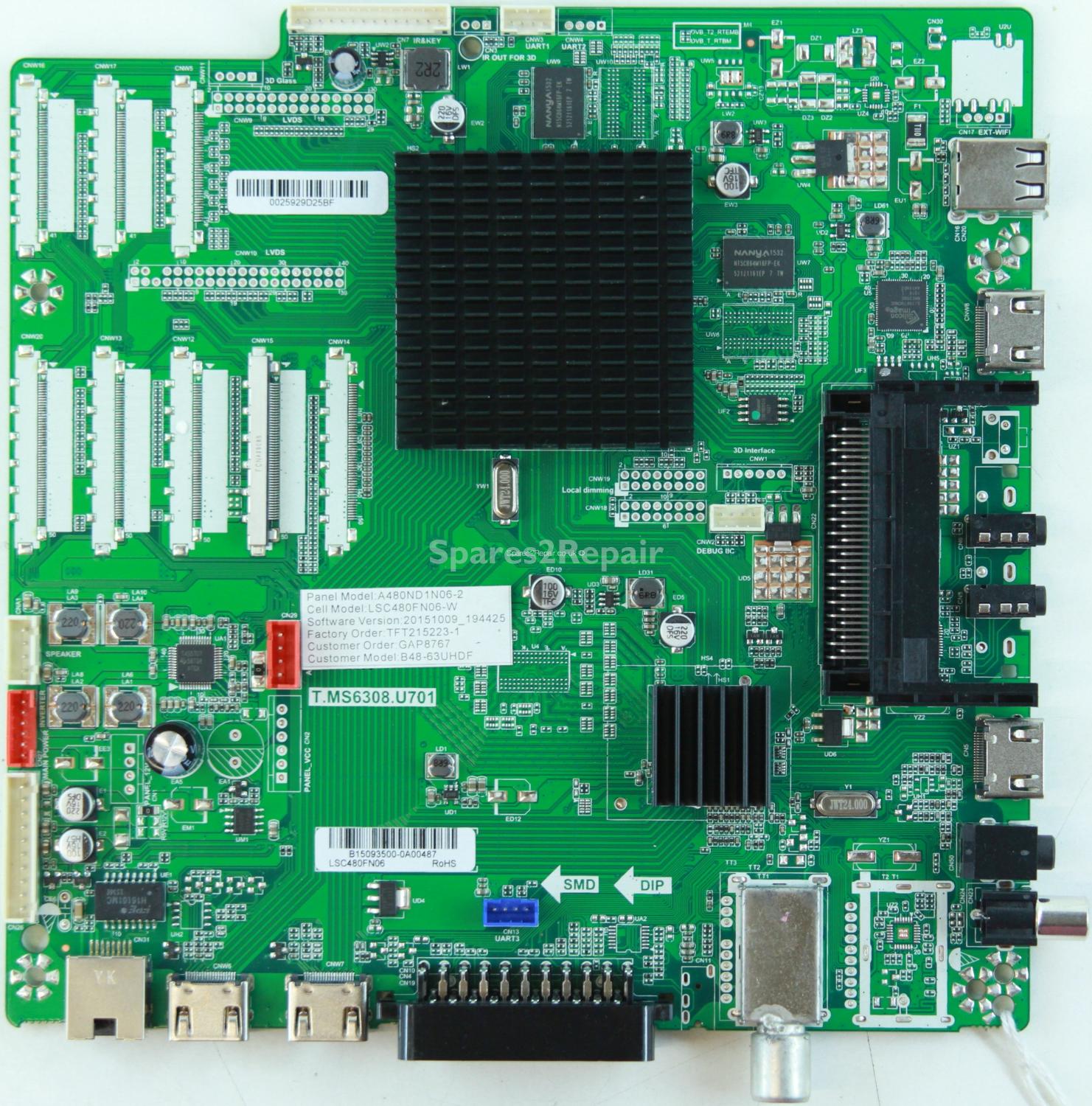 Bauhn B48-63UHDF - Main AV - LSC480FN06-W - A480ND1N06-2 - T.MS6308.U701