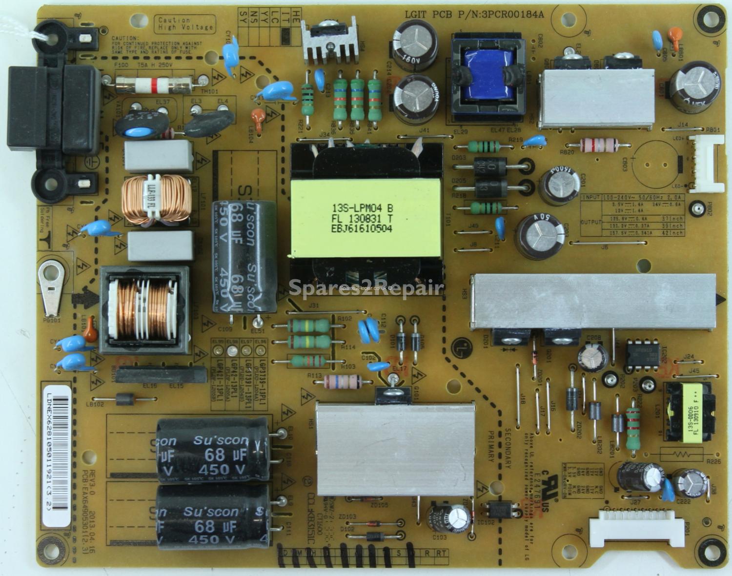 LG 42LN575V - PSU - EAY62810501 - REV3.0 - EAX64905301(2.3) - 3PCR00184A - LGP42-13PL1 (PLDF-L205A)