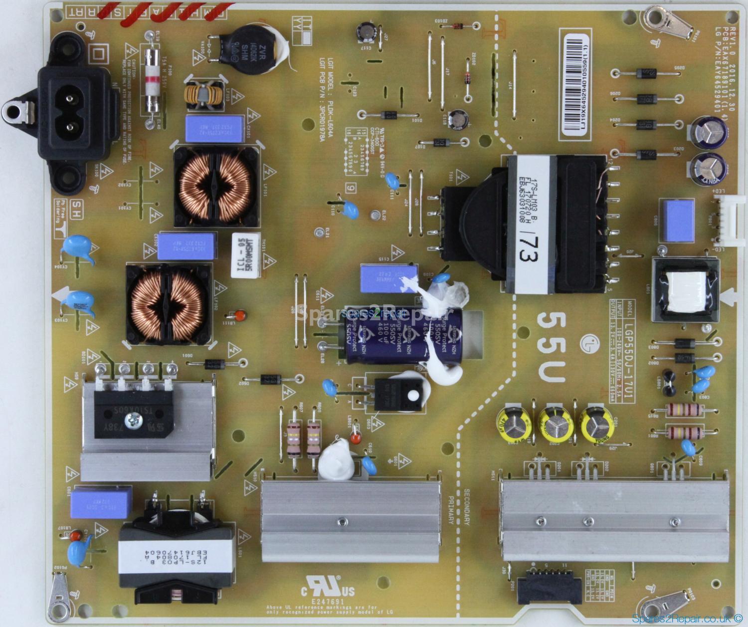 LG 55UJ630V - Power Supply - EAY64529401 - EAX67189101(1.4) REV1.0 - PLDK-L604A - 3PCR01978A