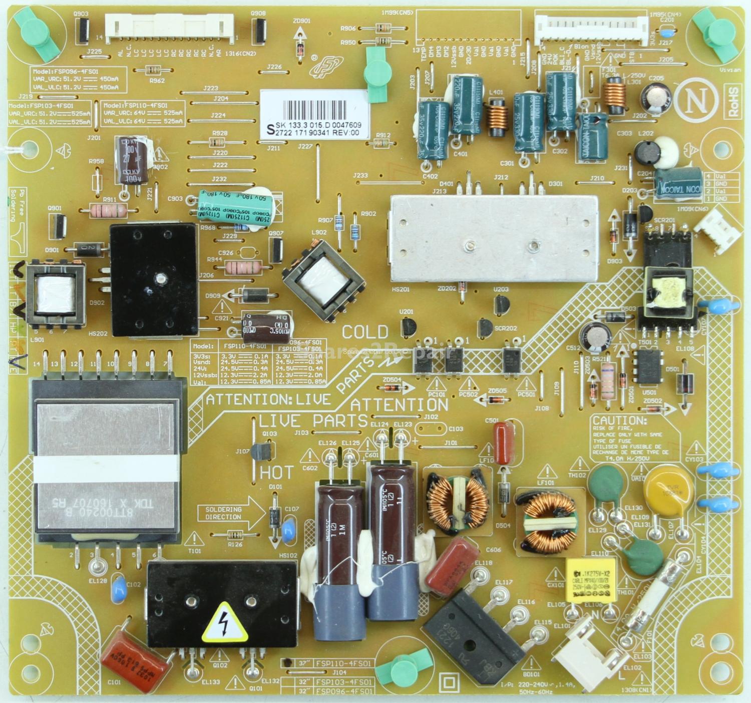 Philips 37PFL6606T - PSU - 2722 171 90341 - REV:00 - FSP110-4FS01