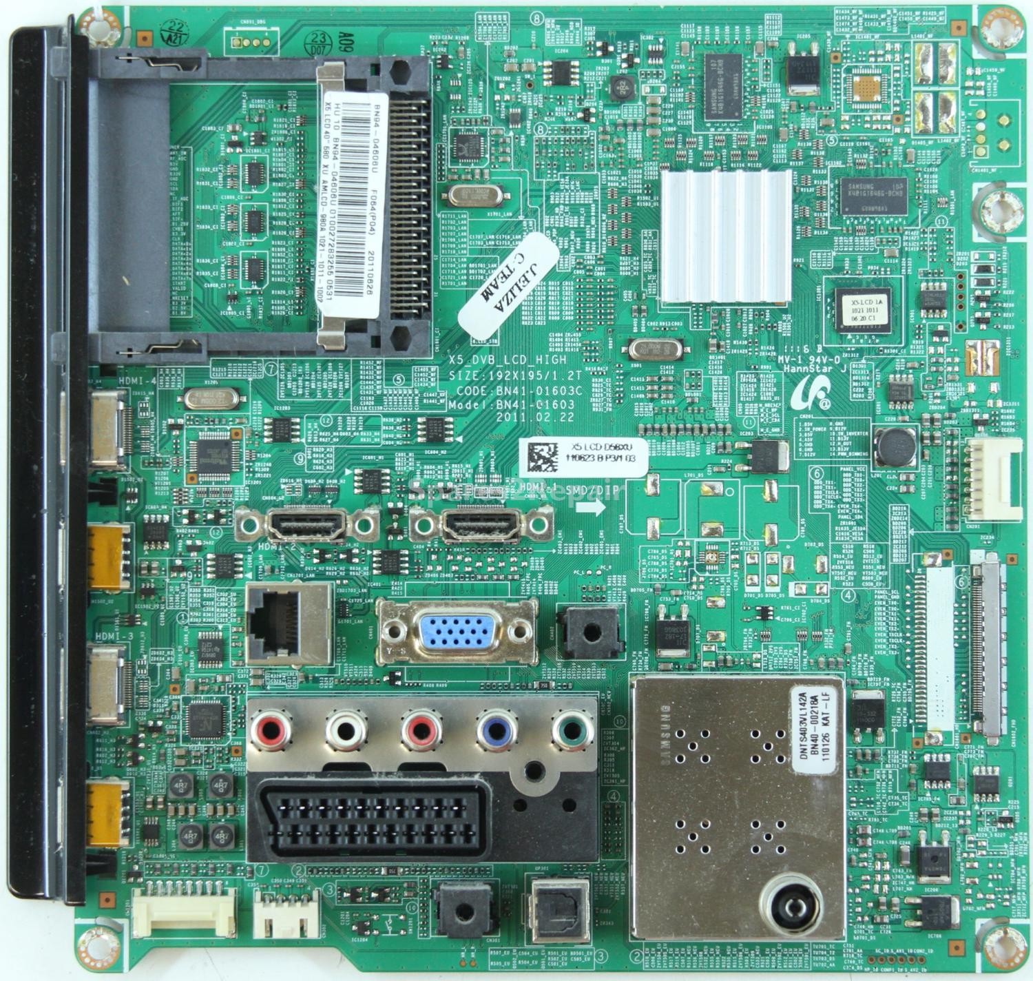 Samsung LE40D580K2K - Main AV - BN94-04606U - BN41-01603C - X5_DVB_LCD_HIGH