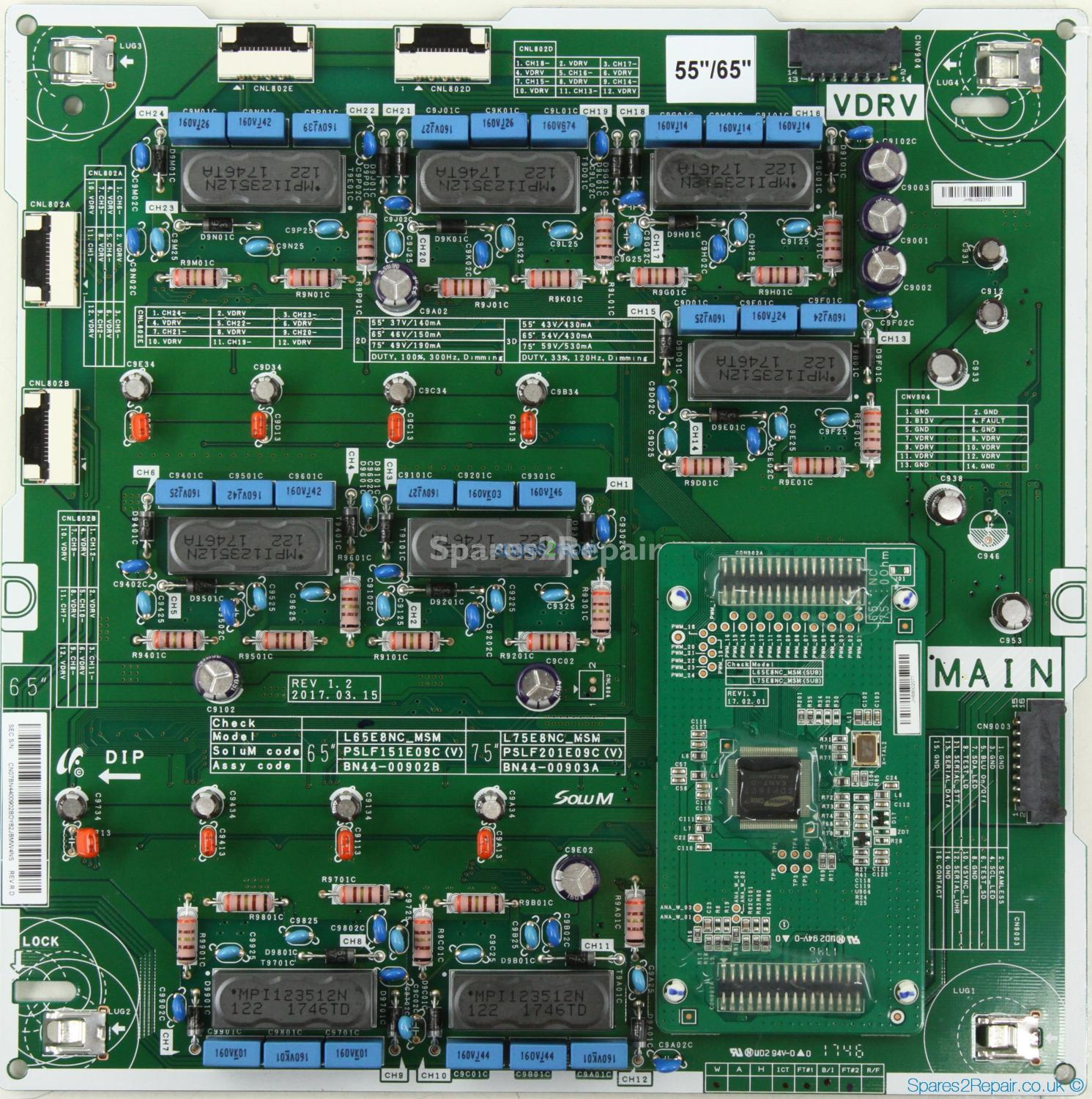 Samsung QE65Q7FAMT - LED Driver Board - BN44-00902B - REV 1.2 - PSLF151E09C - L65E8NC_MSM